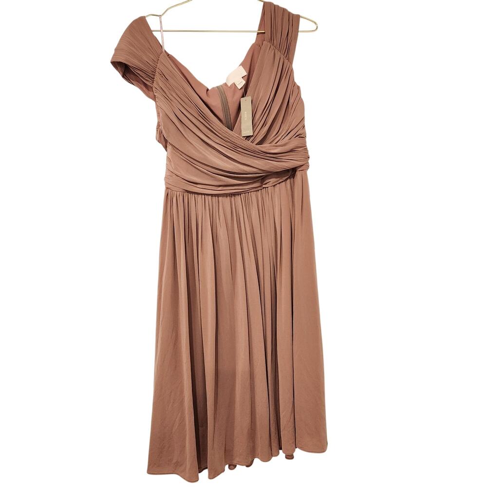 J.Crew Matilda fluid knit taupe pleated dress size 12 - Picture 4 of 8